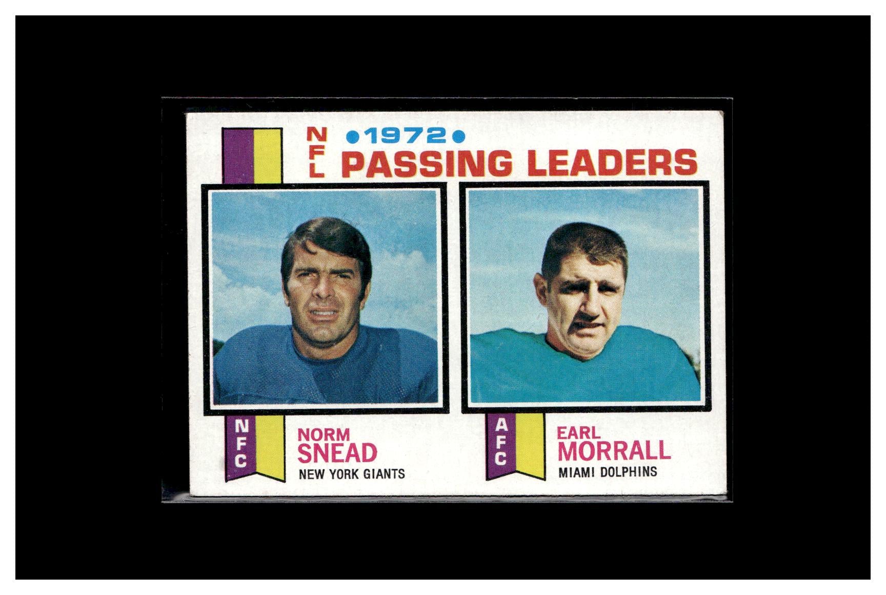 1973 Topps #2 #4 1972 NFL Passing Leaders (Norm Snead / Earl Morrall)