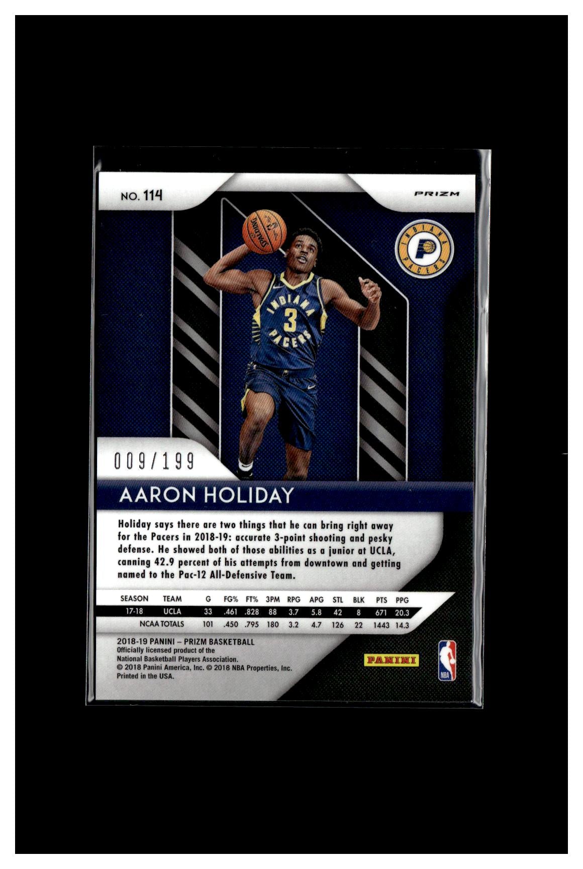 2018-19 Panini Prizm #114 Aaron Holiday Prizms Blue #/199