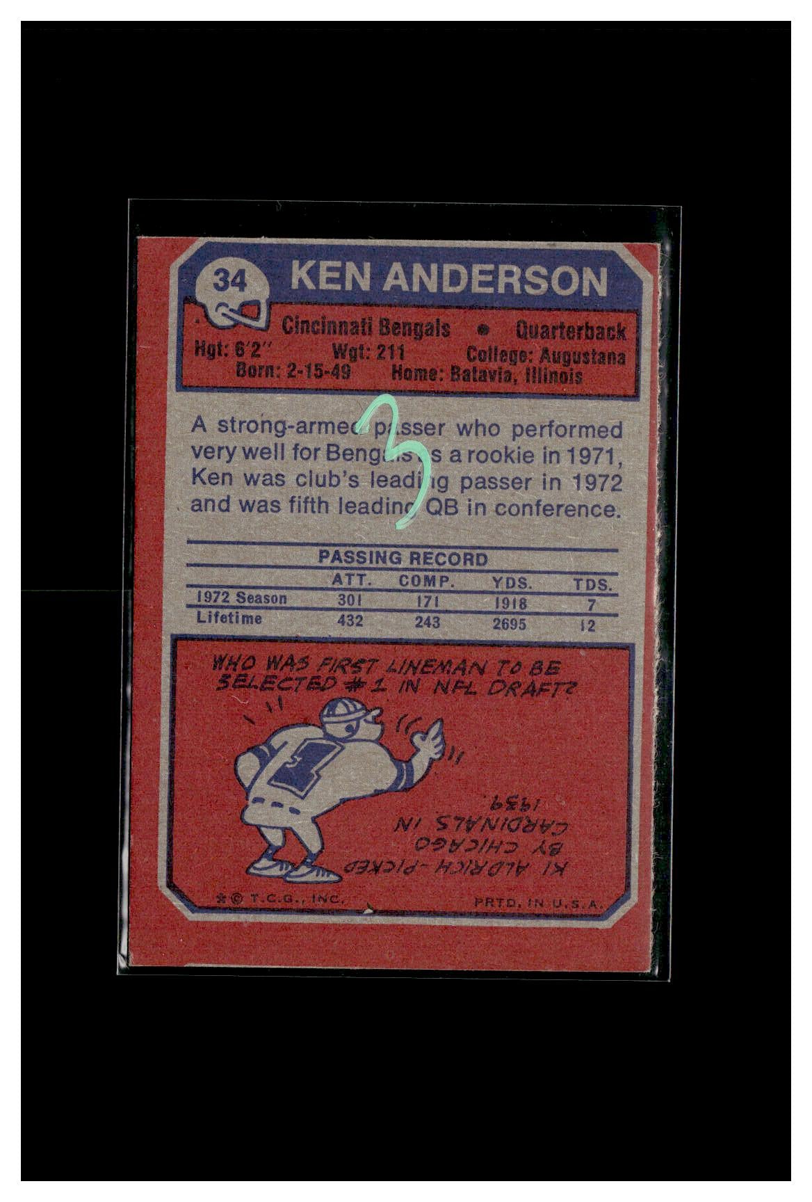 #3 1973 Topps #34 Ken Anderson