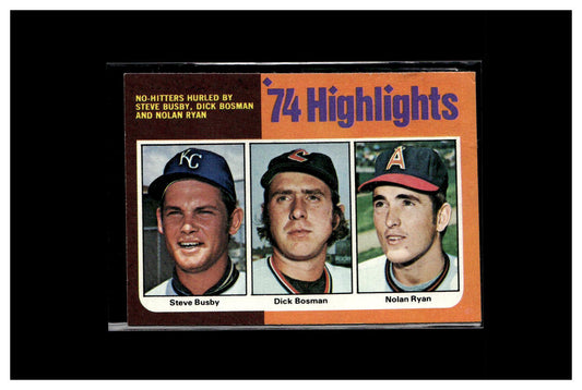 1975 Topps #7 Steve Busby / Dick Bosman / Nolan Ryan