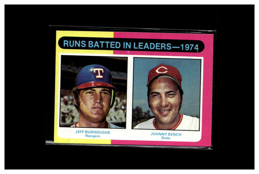 1975 Topps #308 1974 RBI Leaders (Jeff Burroughs / Johnny Bench)