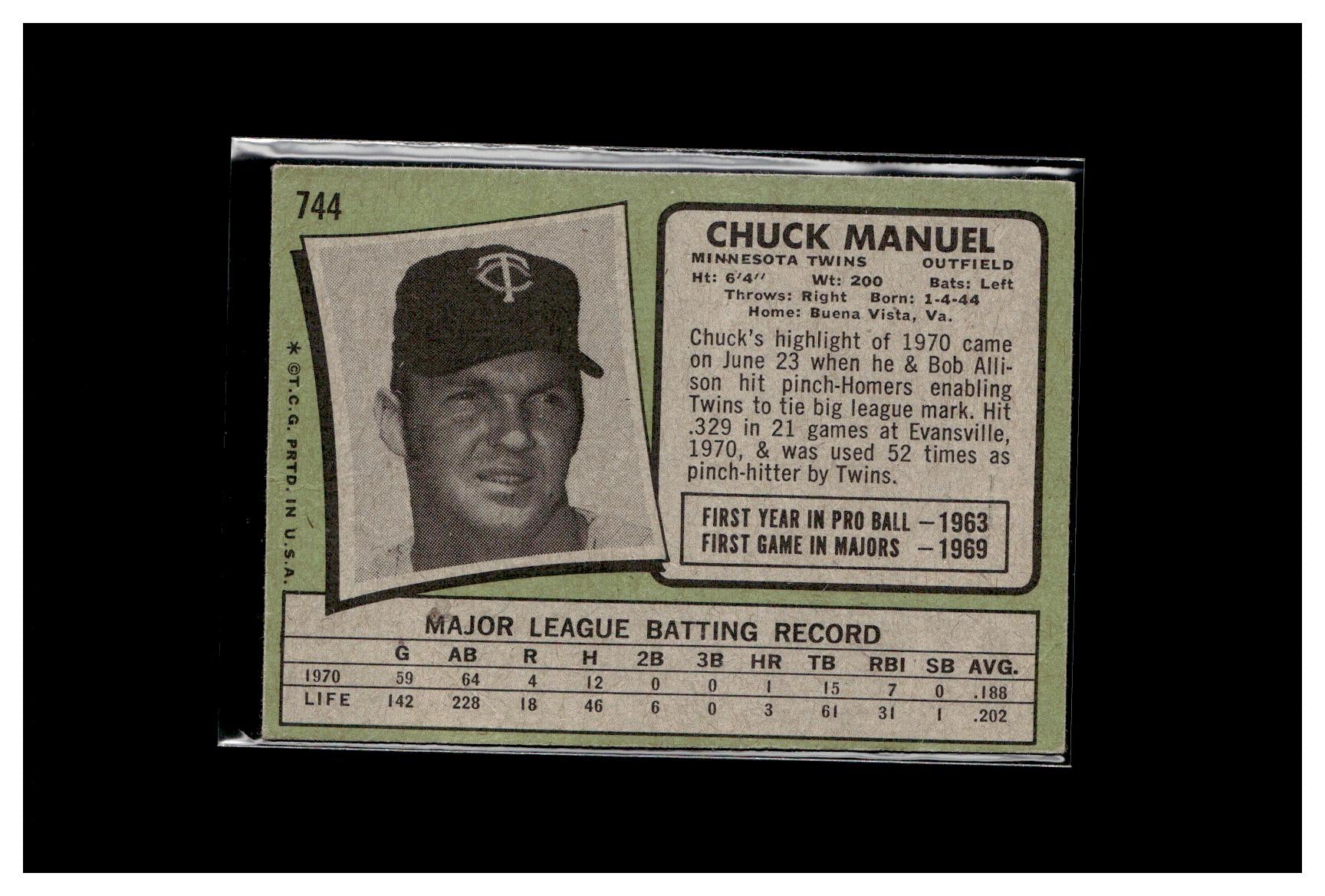 1971 Topps #744 Chuck Manuel