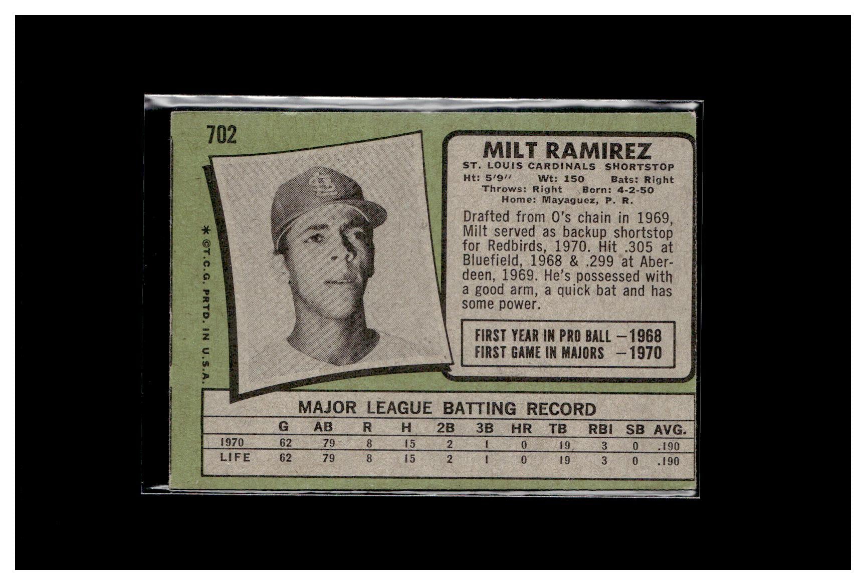 1971 Topps #702 Milt Ramirez