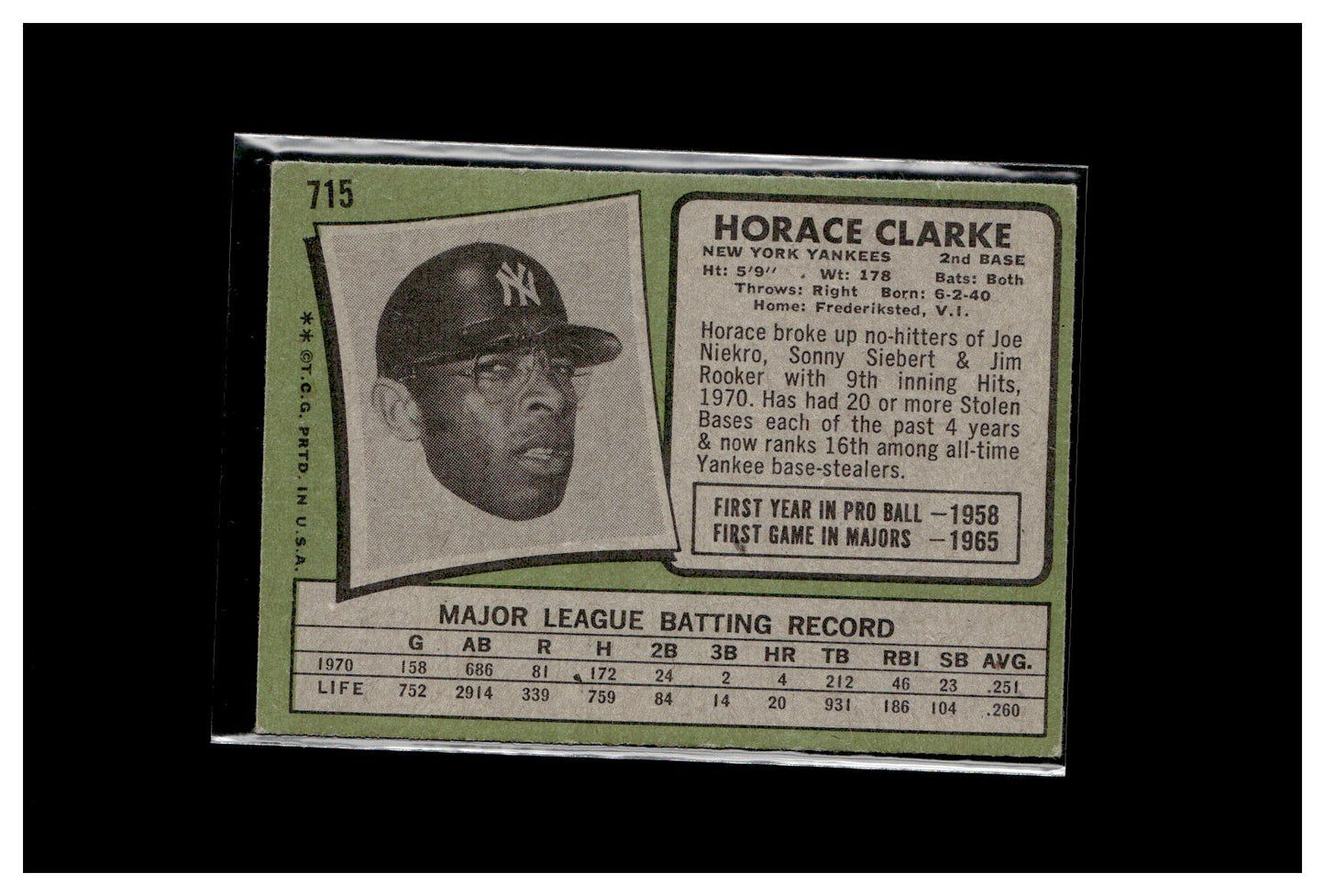 1971 Topps #715 Horace Clarke