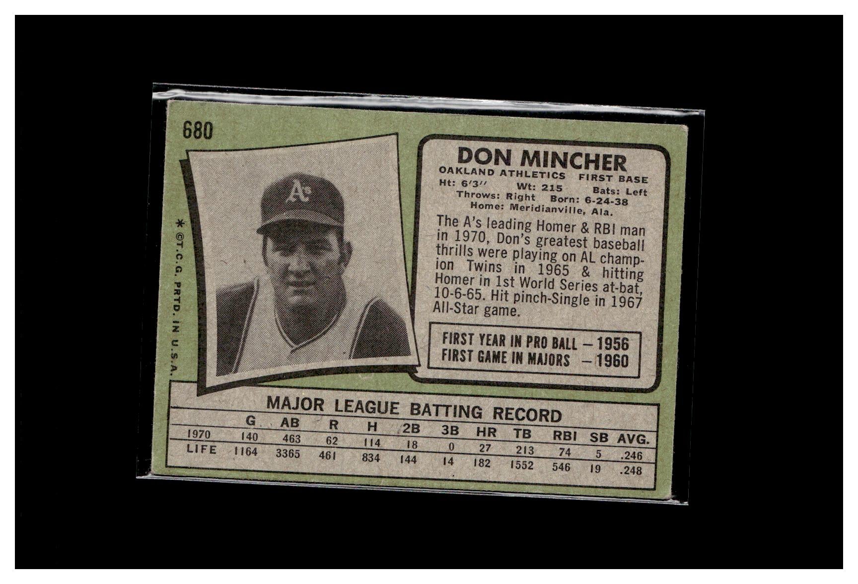 1971 Topps #680 Don Mincher