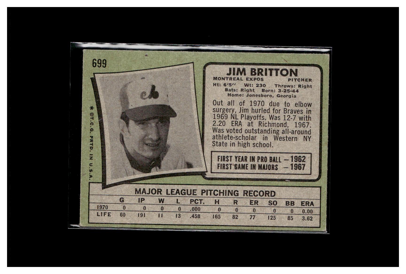 1971 Topps #699 Jim Britton