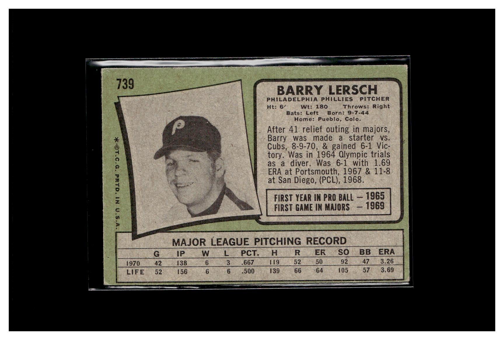 1971 Topps #739 Barry Lersch