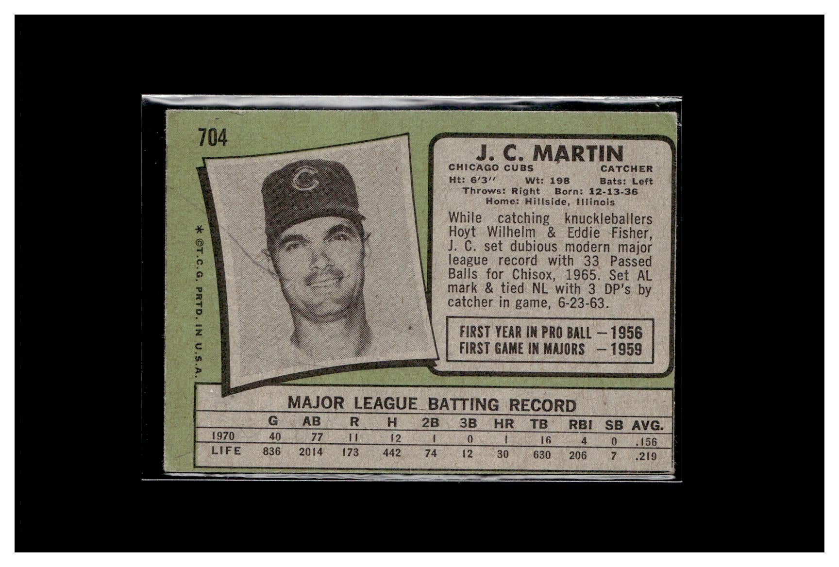 1971 Topps #704 J.C. Martin