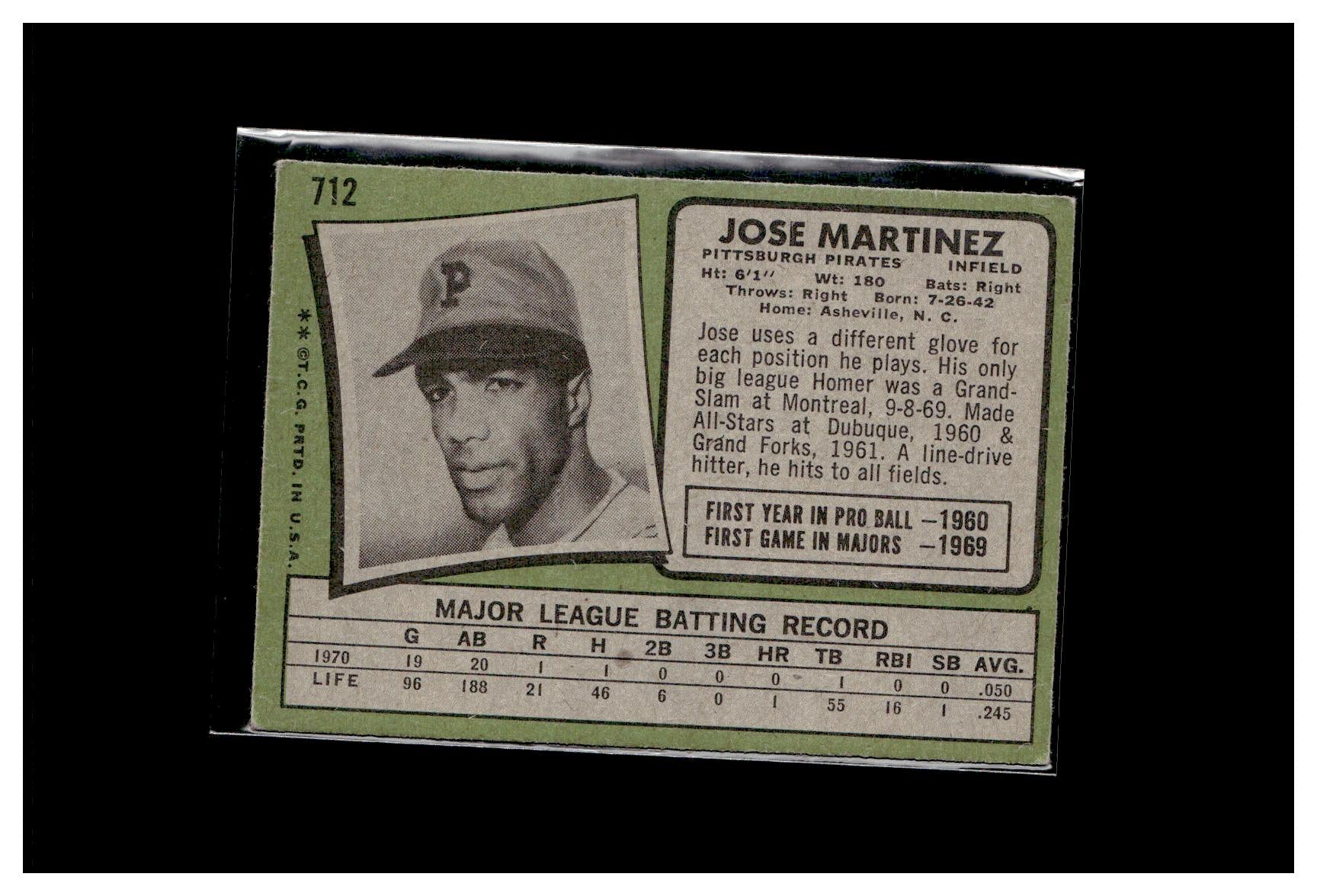 1971 Topps #712 Jose Martinez