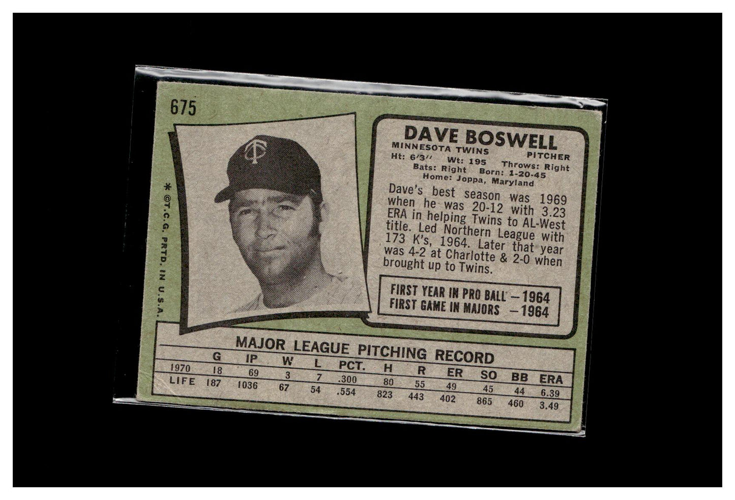 1971 Topps #675 Dave Boswell