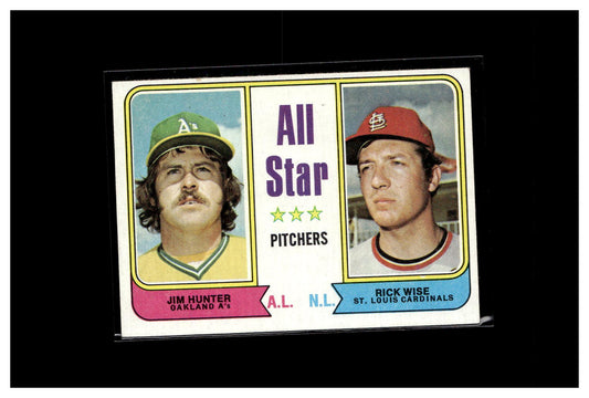 1974 Topps #339 All-Star Pitchers (Jim Hunter / Rick Wise)