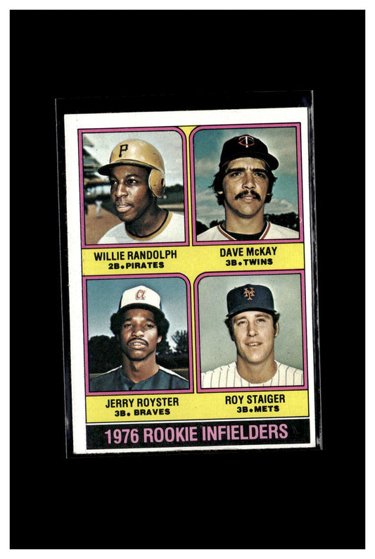 1976 Topps #592 1976 Rookie Infielders (Willie Randolph / Dave McKay / Jerry Royster / Roy Staiger)