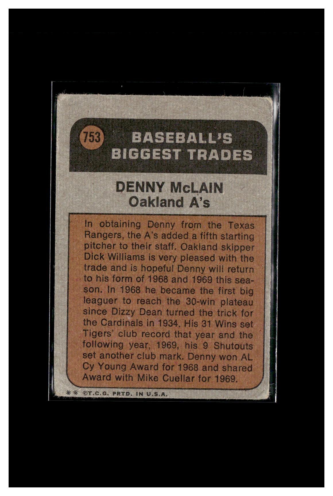 1972 Topps #753 Denny McLain