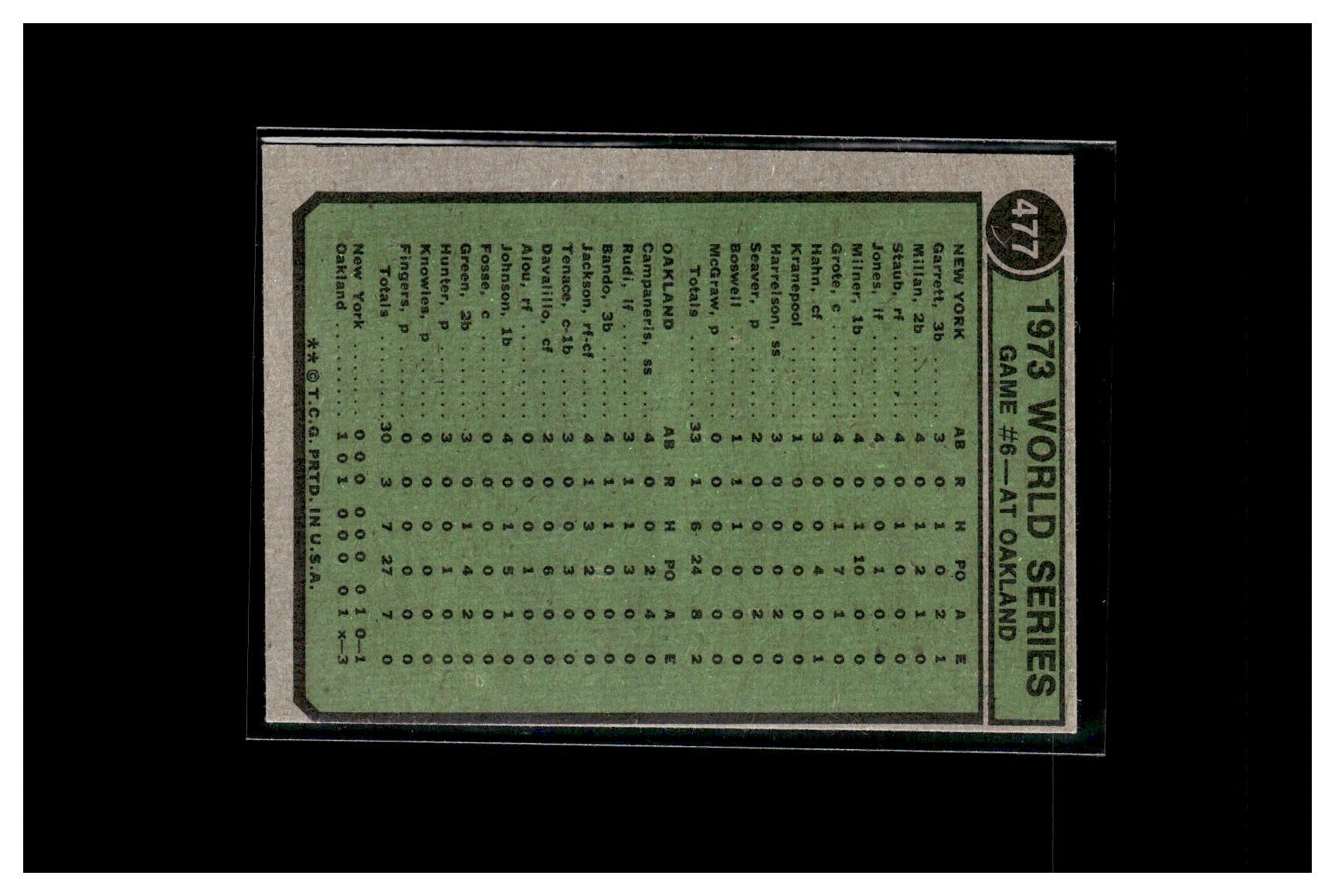 1974 Topps #477 '73 World Series Game #6