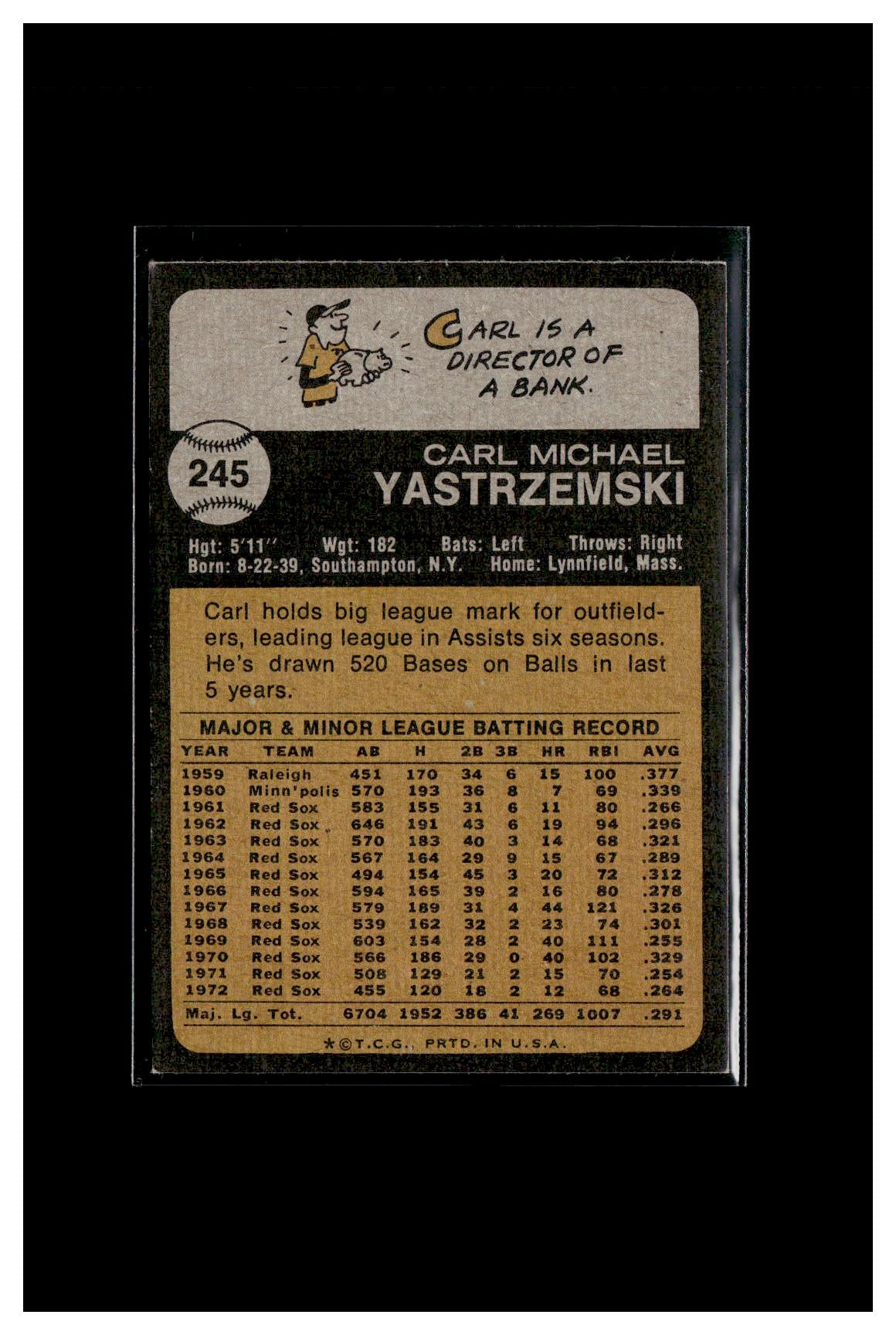 1973 Topps #245 Carl Yastrzemski