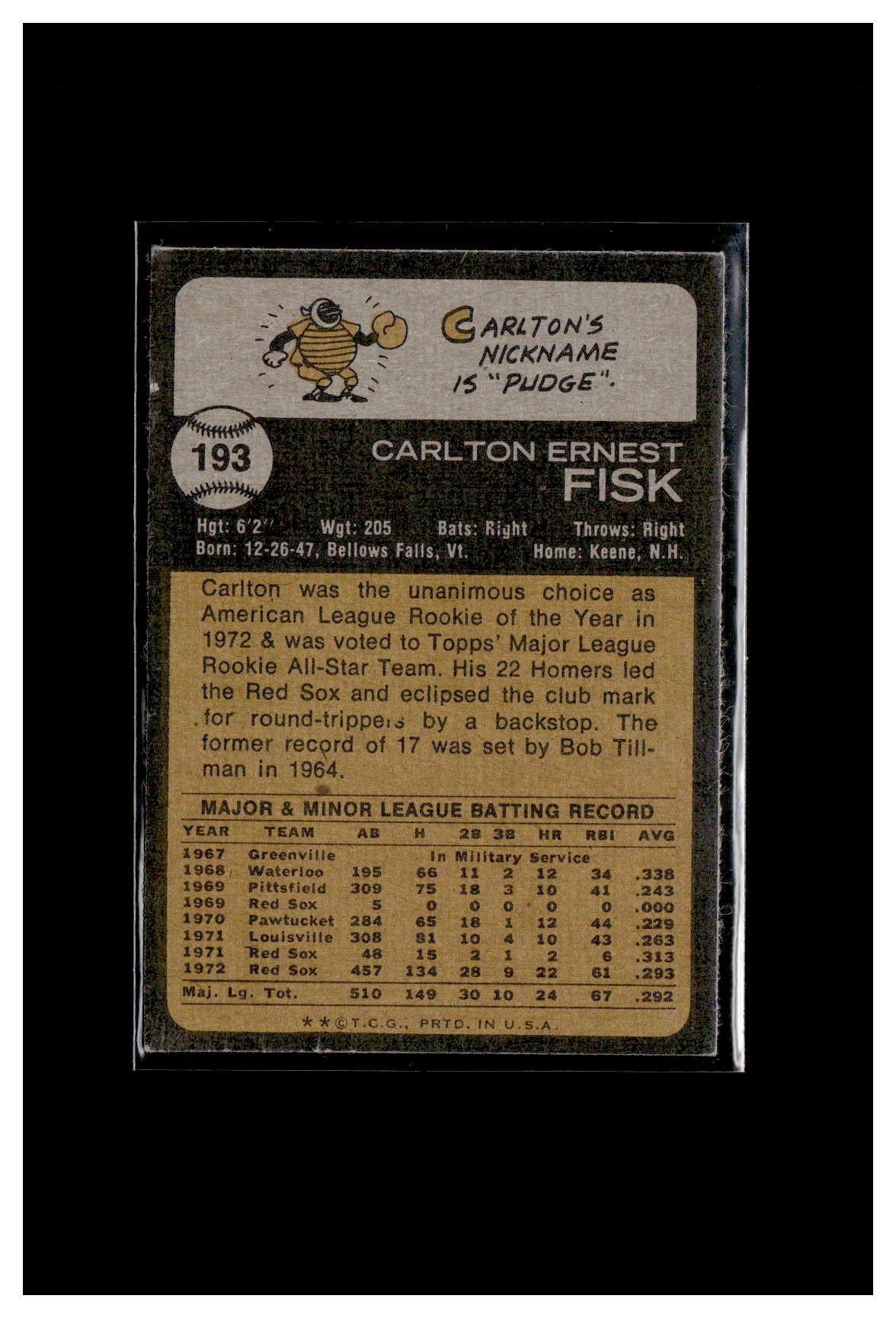 1973 Topps #193 Carlton Fisk