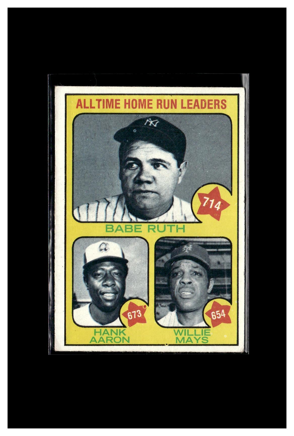 1973 Topps #1 All-Time Home Run Leaders (Babe Ruth / Hank Aaron / Willie Mays)