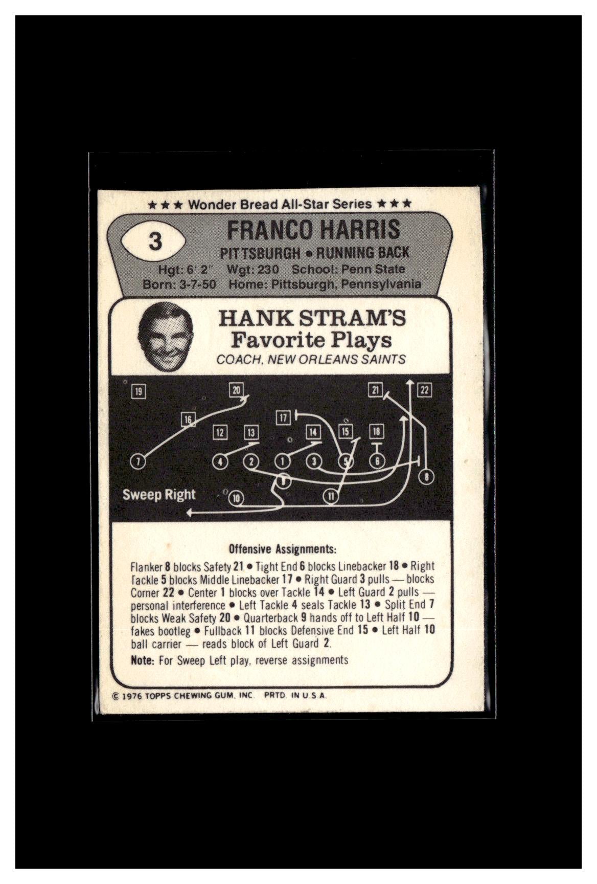 1976 Town Talk Bread #3 Franco Harris