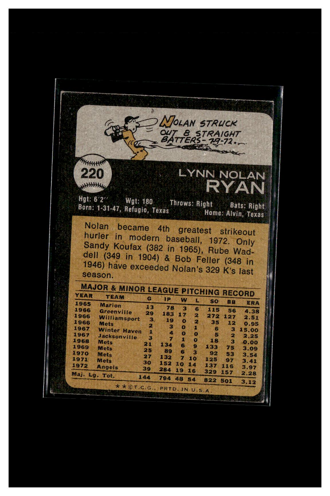 1973 Topps #220 Nolan Ryan