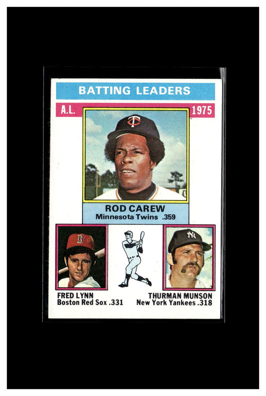 1976 Topps #192 1975 AL Batting Leaders (Rod Carew / Fred Lynn / Thurman Munson)