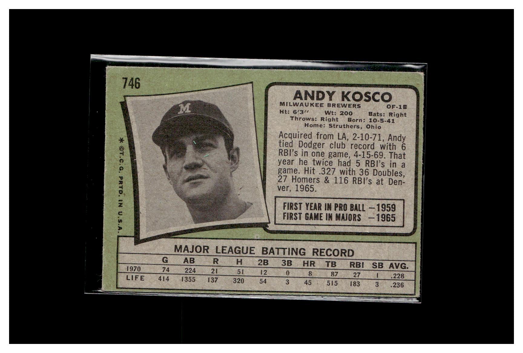 1971 Topps #746 Andy Kosco