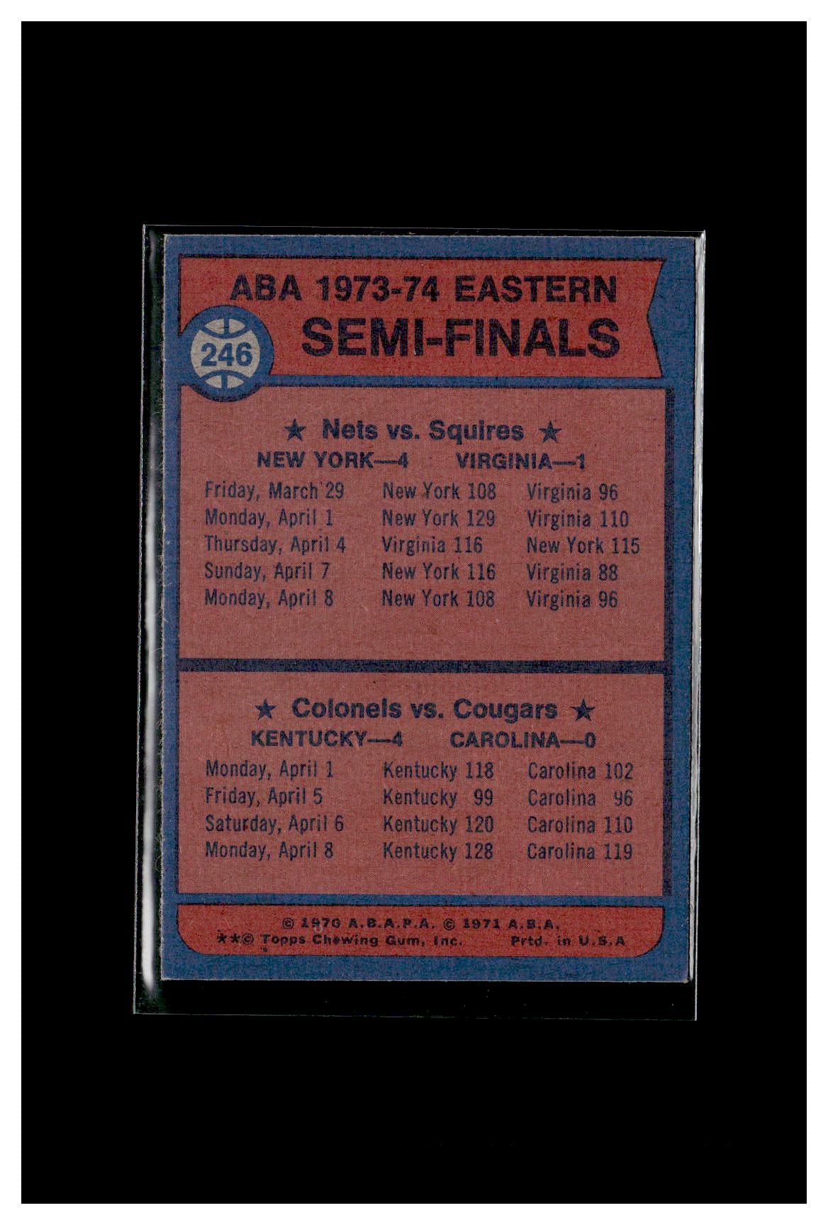 1974-75 Topps #246 ABA Eastern Semis