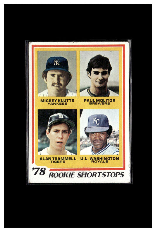 1978 Topps #707 1978 Rookie Shortstops (Mickey Klutts / Paul Molitor / Alan Trammell / U.L. Washington)