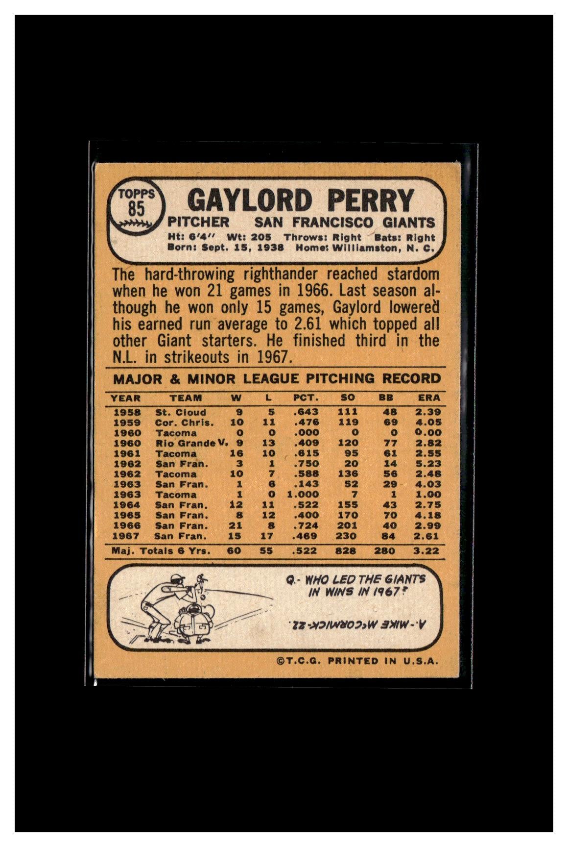 1968 Topps #85 Gaylord Perry