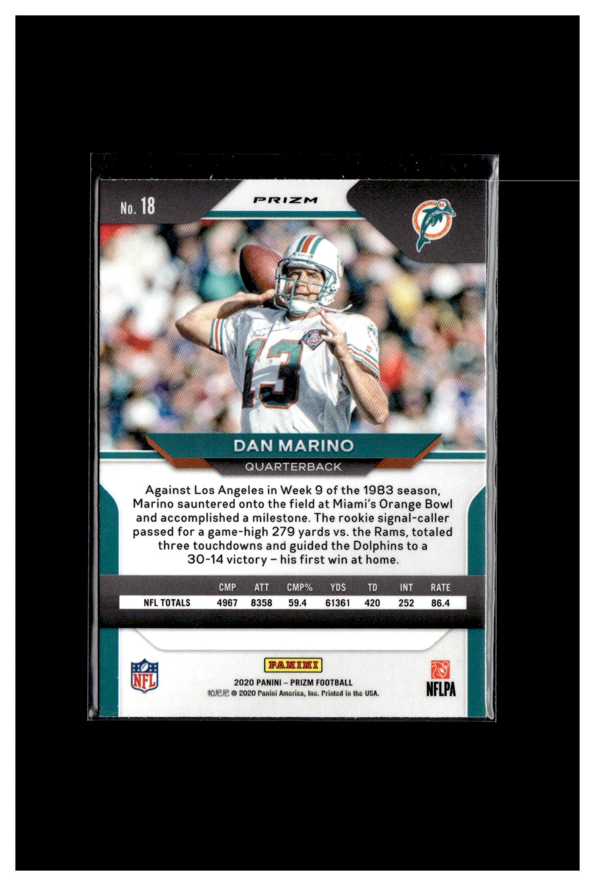 2020 Panini Prizm #18 Dan Marino Prizm Red White and Blue