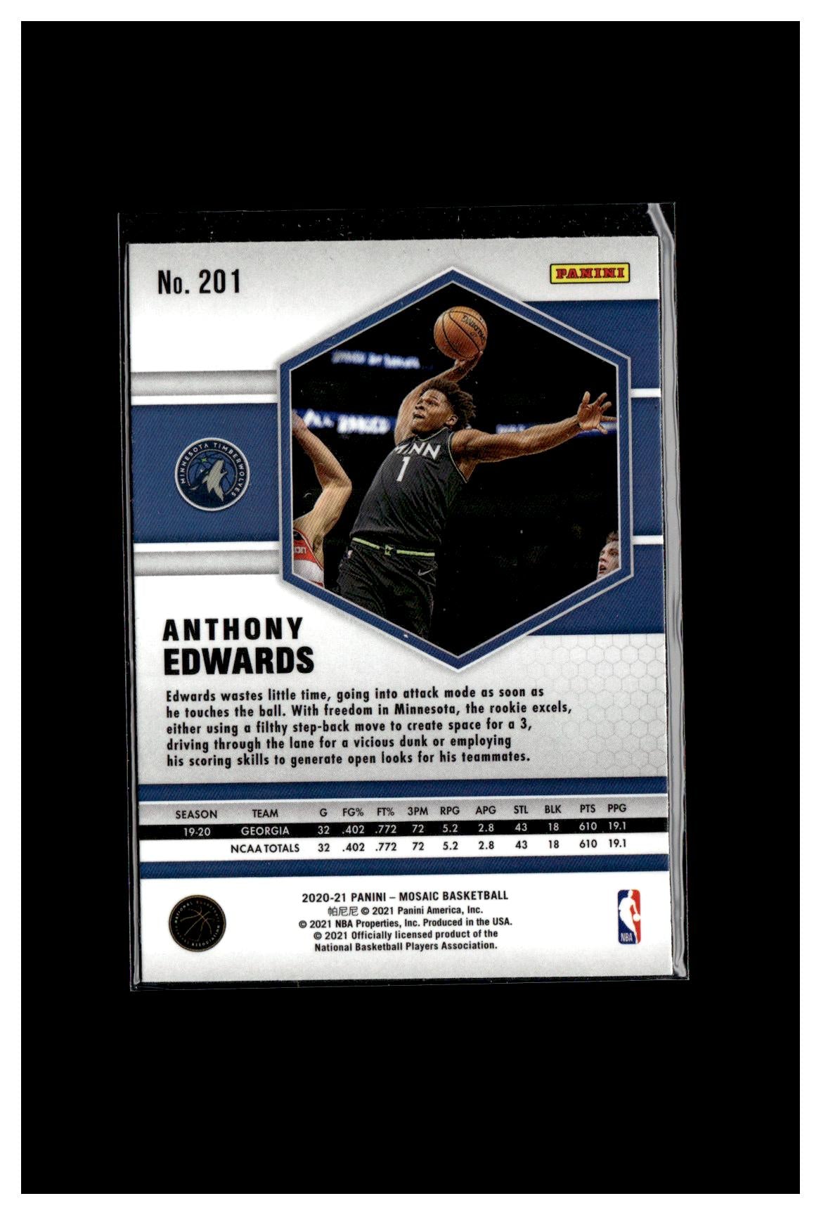 2020-21 Panini Mosaic #201 Anthony Edwards