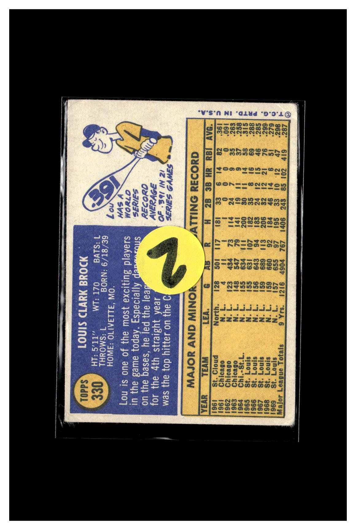 1970 Topps #330 Lou Brock #2