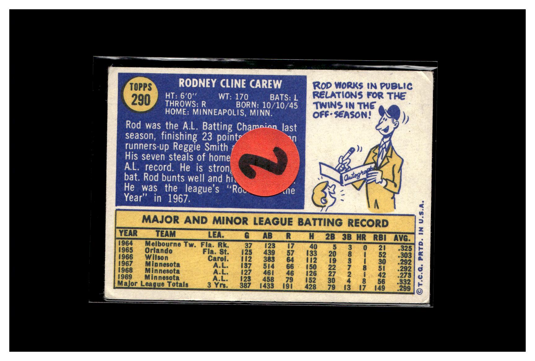 1970 Topps #290 Rod Carew 2