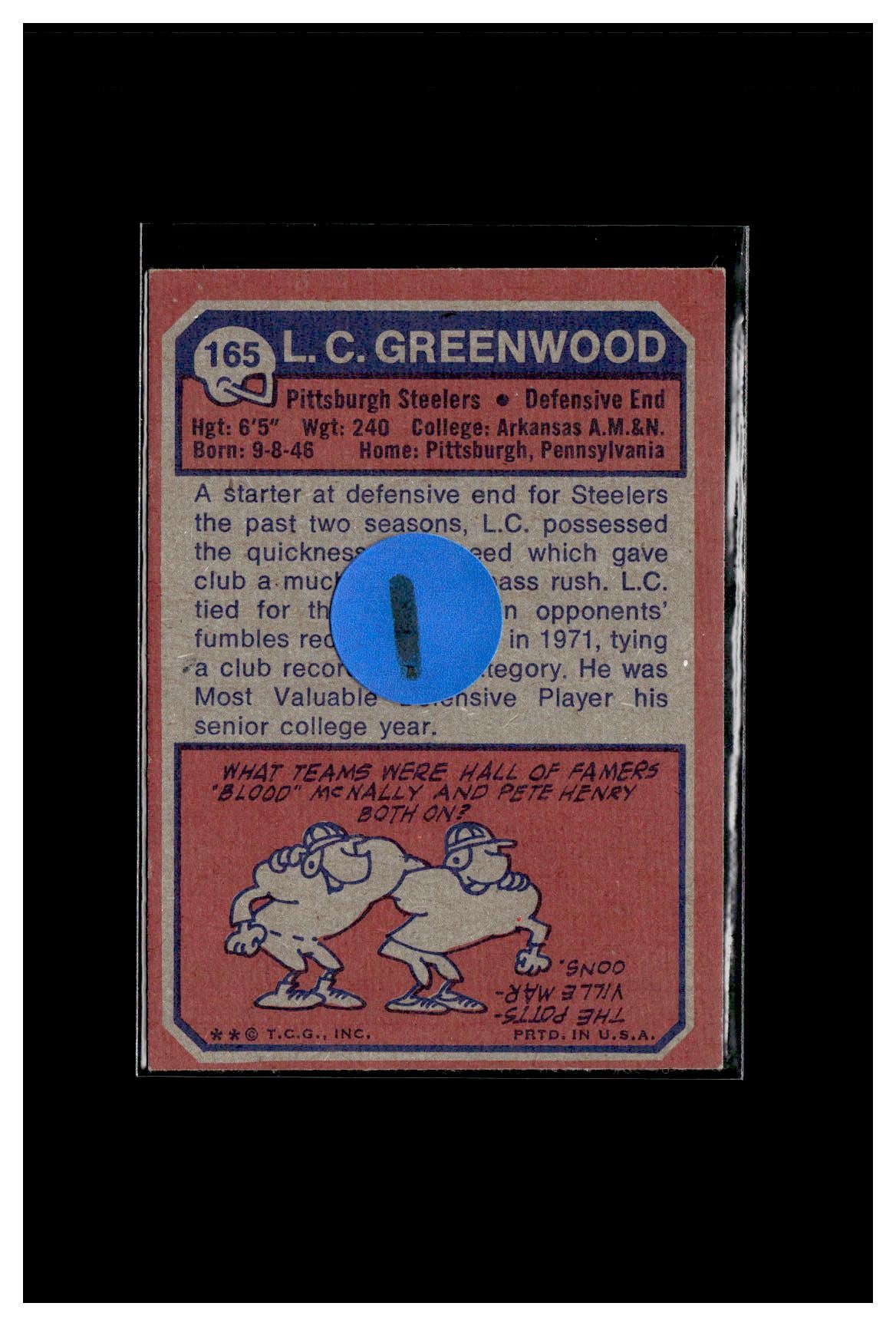 1973 Topps #165 L.C. Greenwood 1