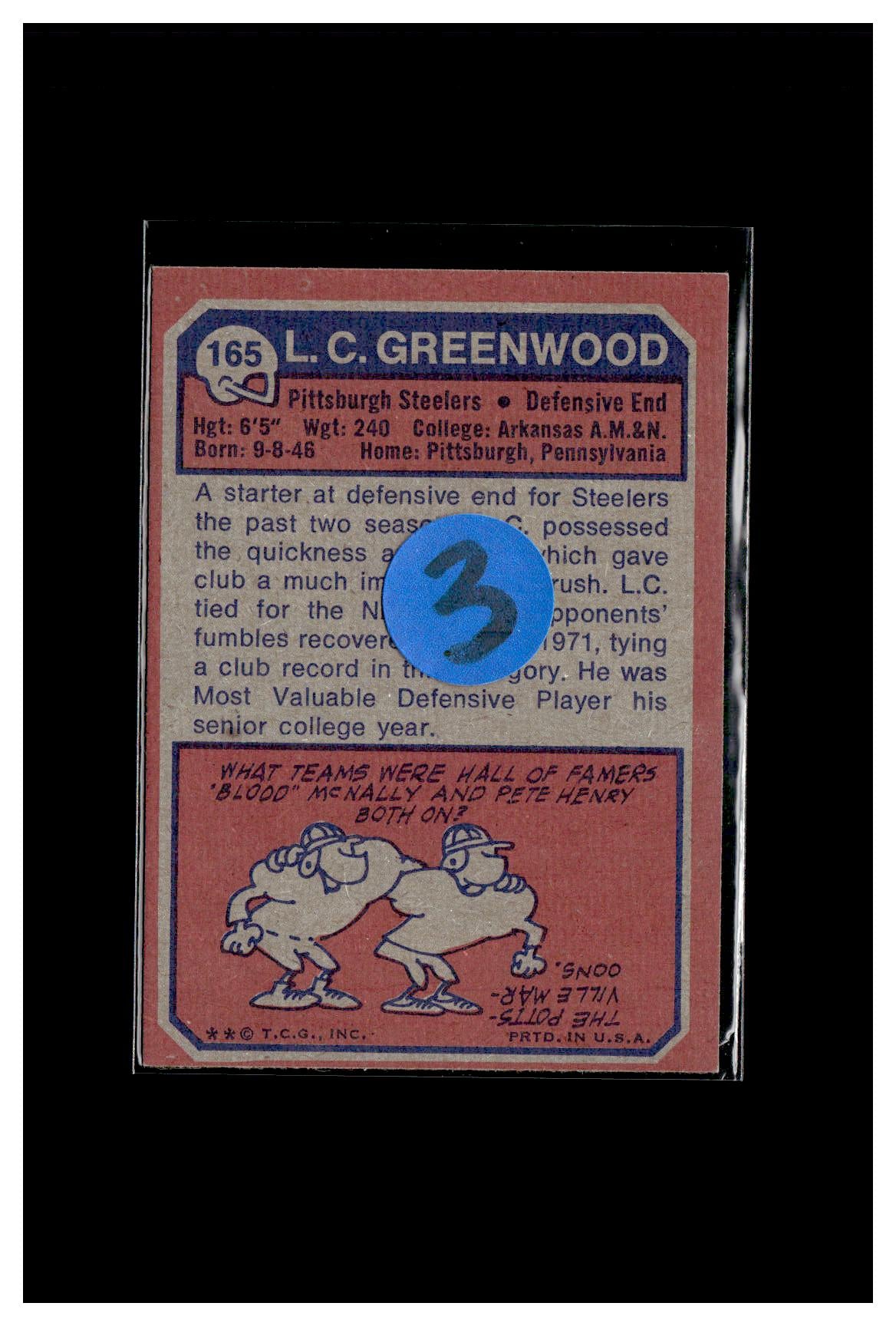 1973 Topps #165 L.C. Greenwood 3