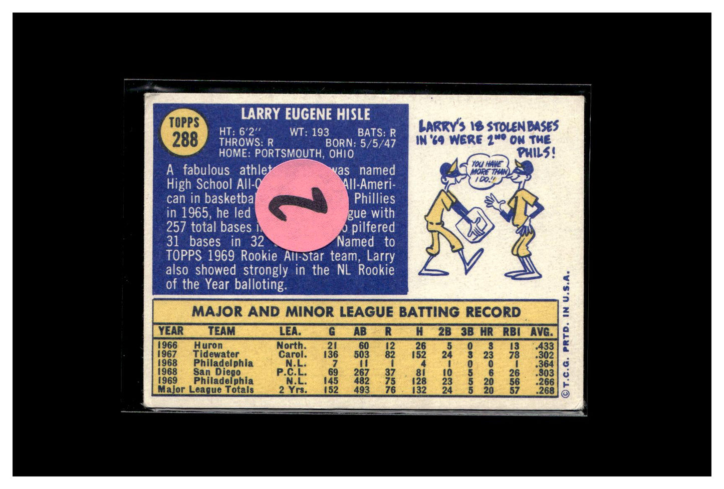 1970 Topps #288 Larry Hisle 2