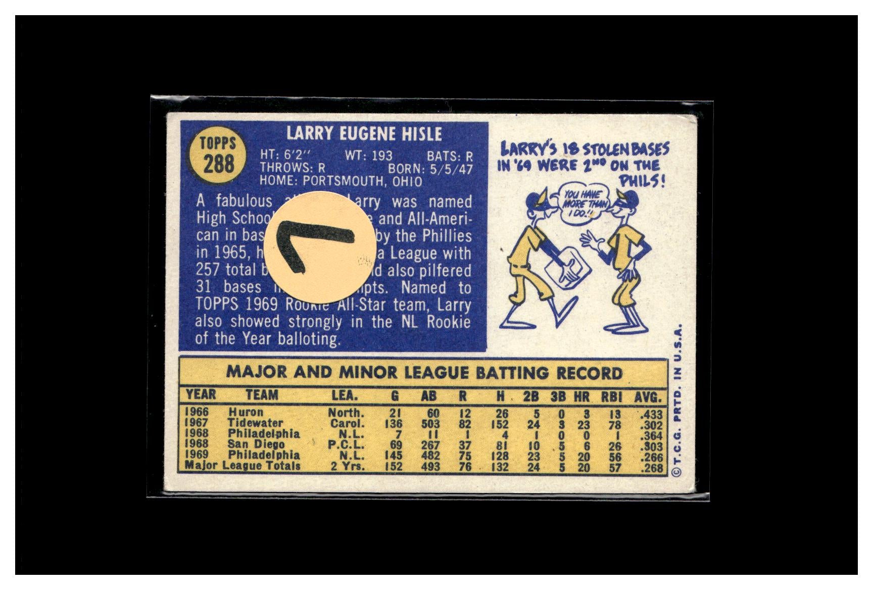 1970 Topps #288 Larry Hisle 7