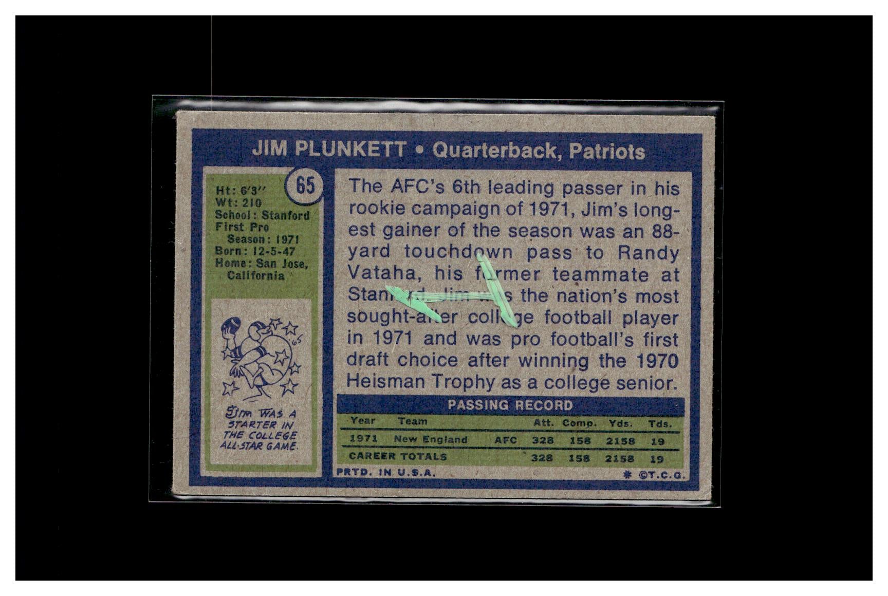 1972 Topps #65 Jim Plunkett 1