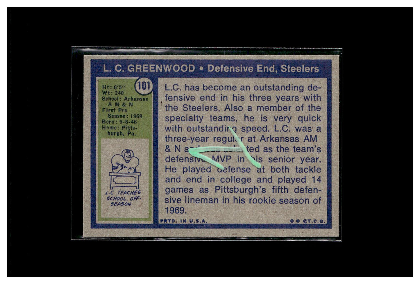 1972 Topps #101 L.C. Greenwood 1