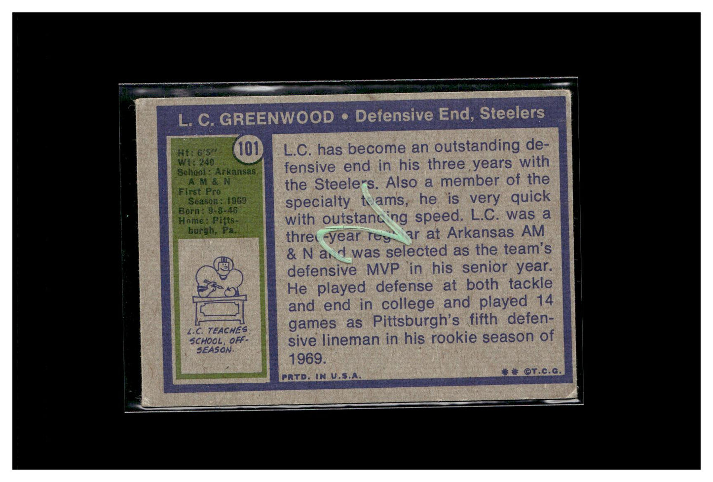 1972 Topps #101 L.C. Greenwood 2