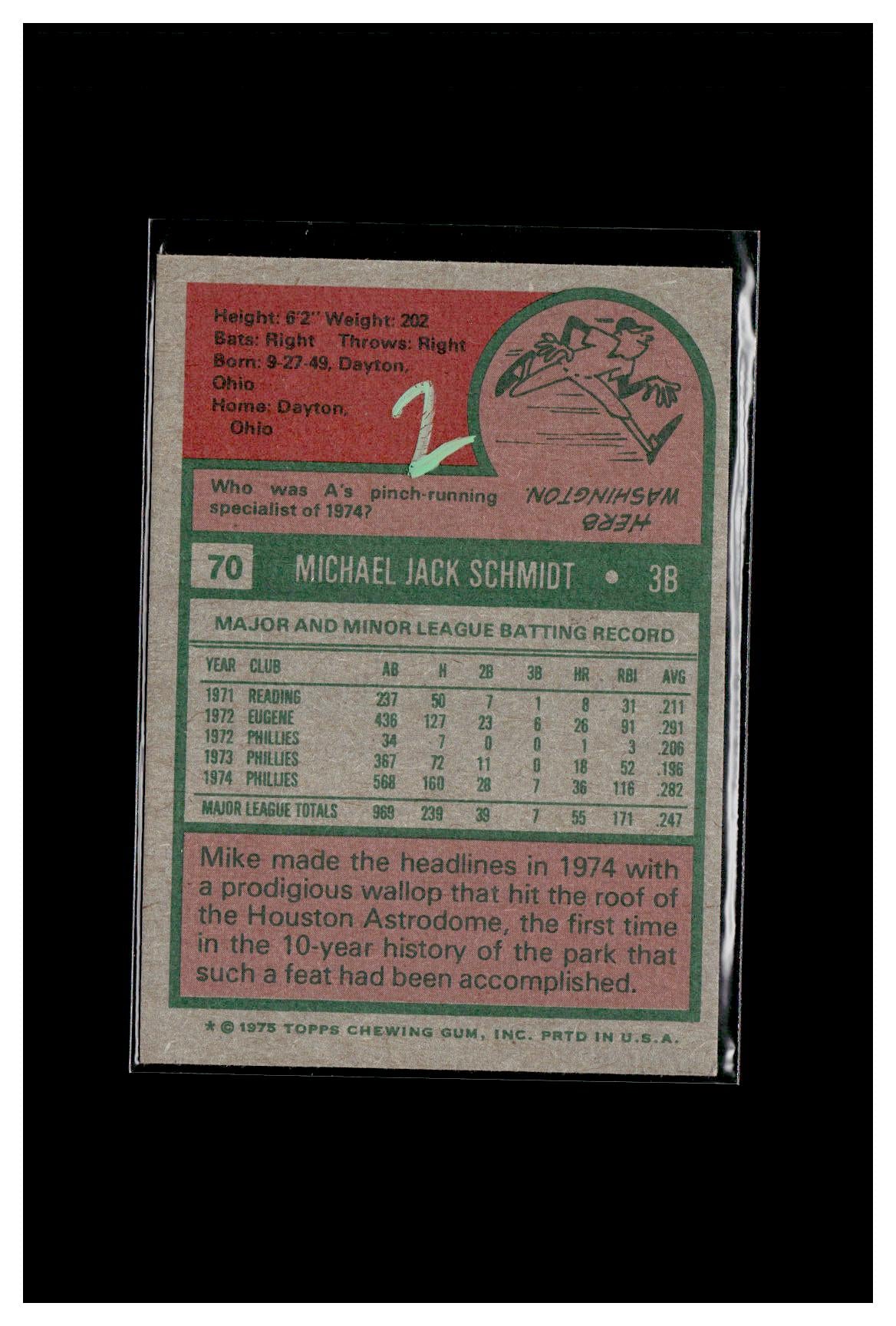 1975 Topps #70 Mike Schmidt 2