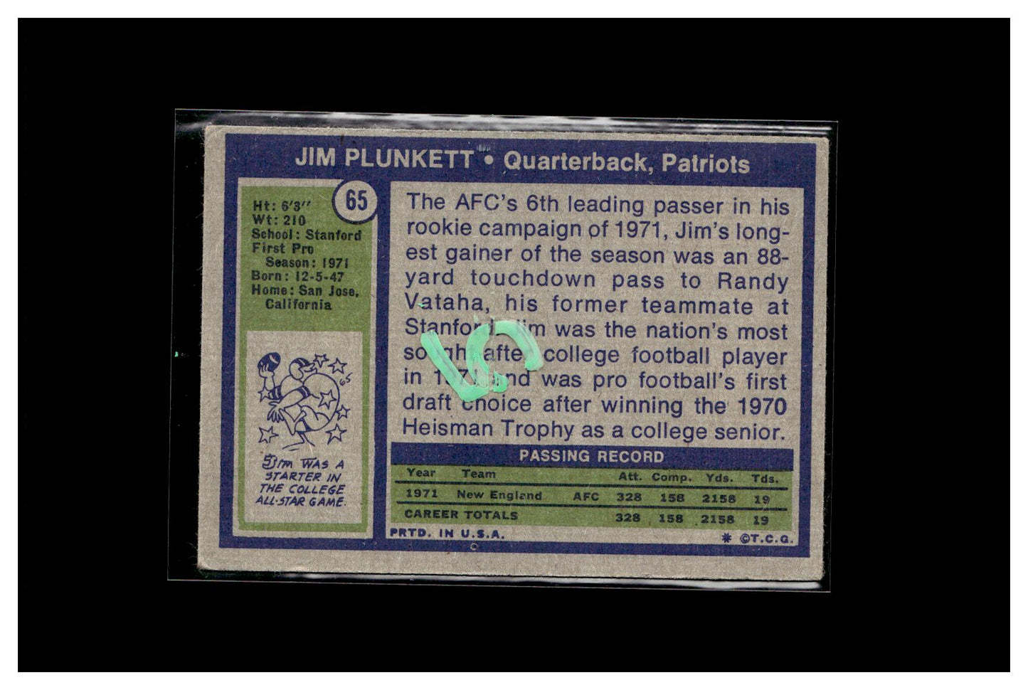 1972 Topps #65 Jim Plunkett 5