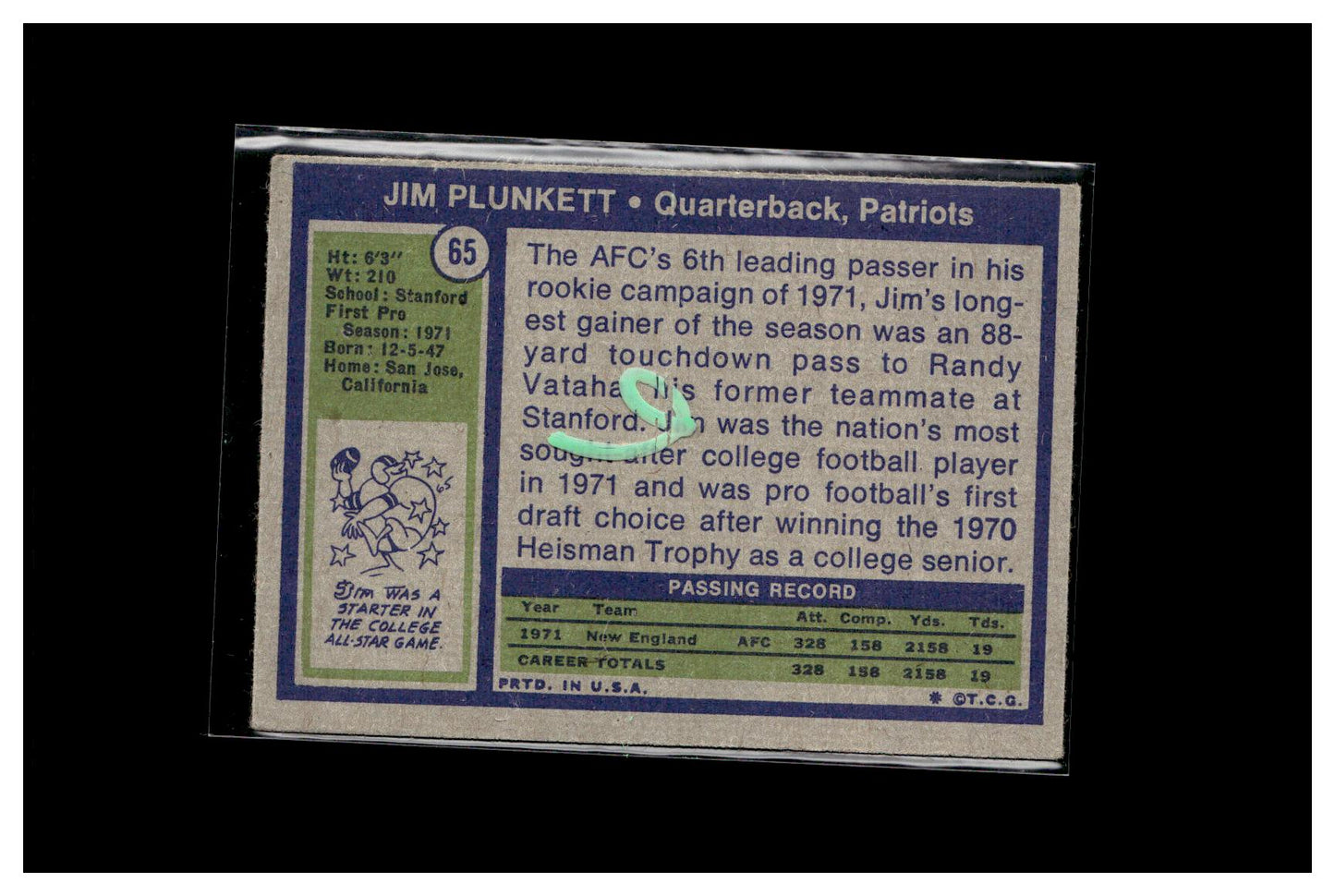 1972 Topps #65 Jim Plunkett 6