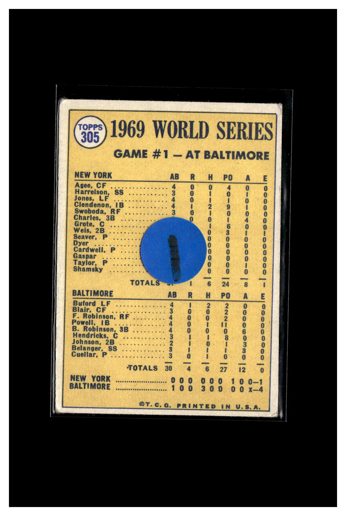 1970 Topps #305 World Series Game 1 - Buford Belts Leadoff Homer! 1