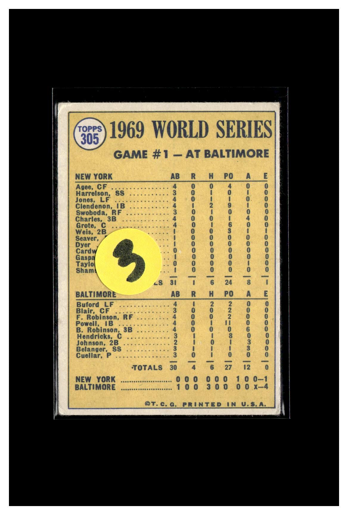 1970 Topps #305 World Series Game 1 - Buford Belts Leadoff Homer! 3