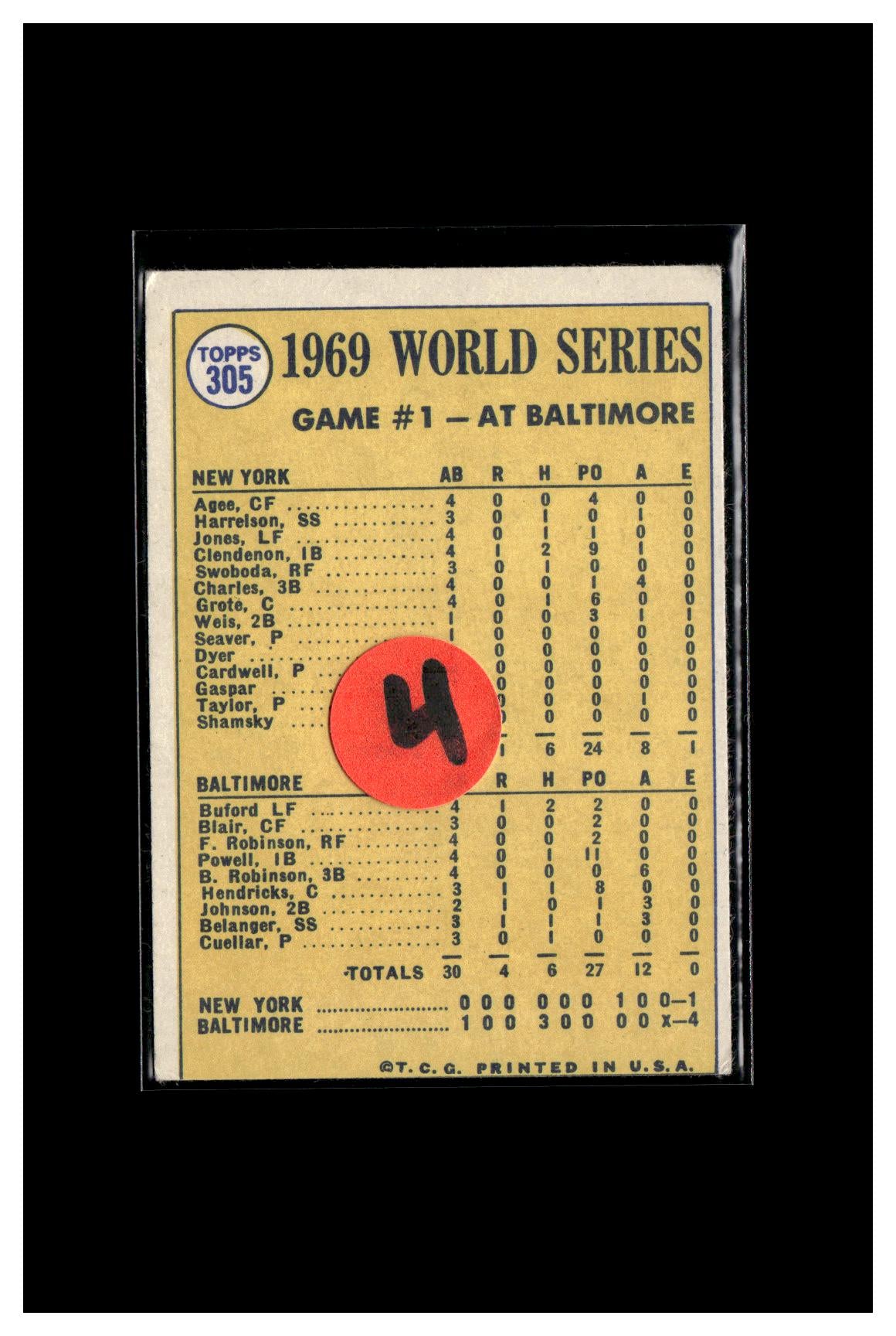 1970 Topps #305 World Series Game 1 - Buford Belts Leadoff Homer! 4