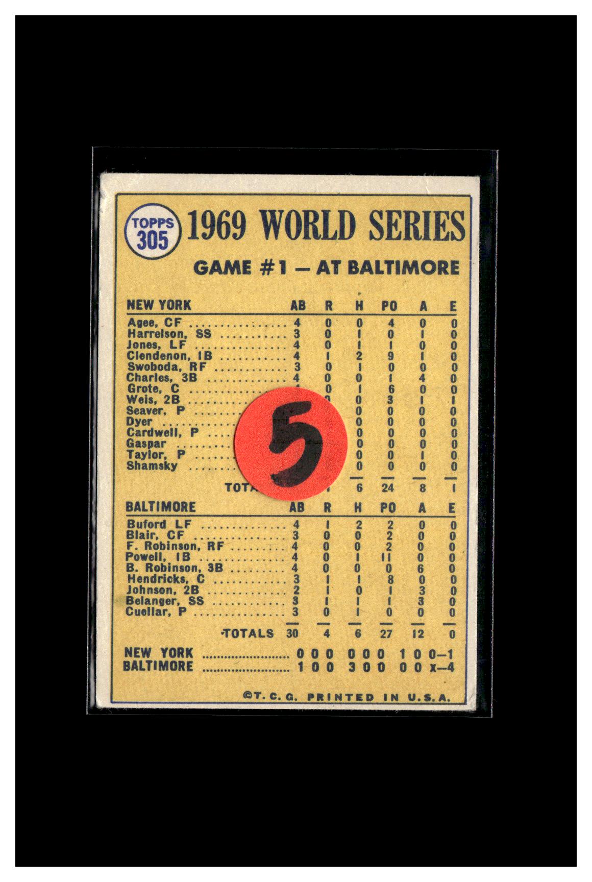 1970 Topps #305 World Series Game 1 - Buford Belts Leadoff Homer! 5