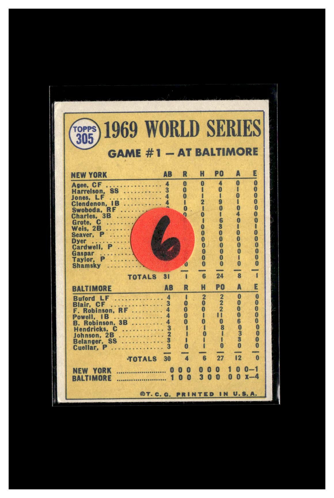 1970 Topps #305 World Series Game 1 - Buford Belts Leadoff Homer! 6