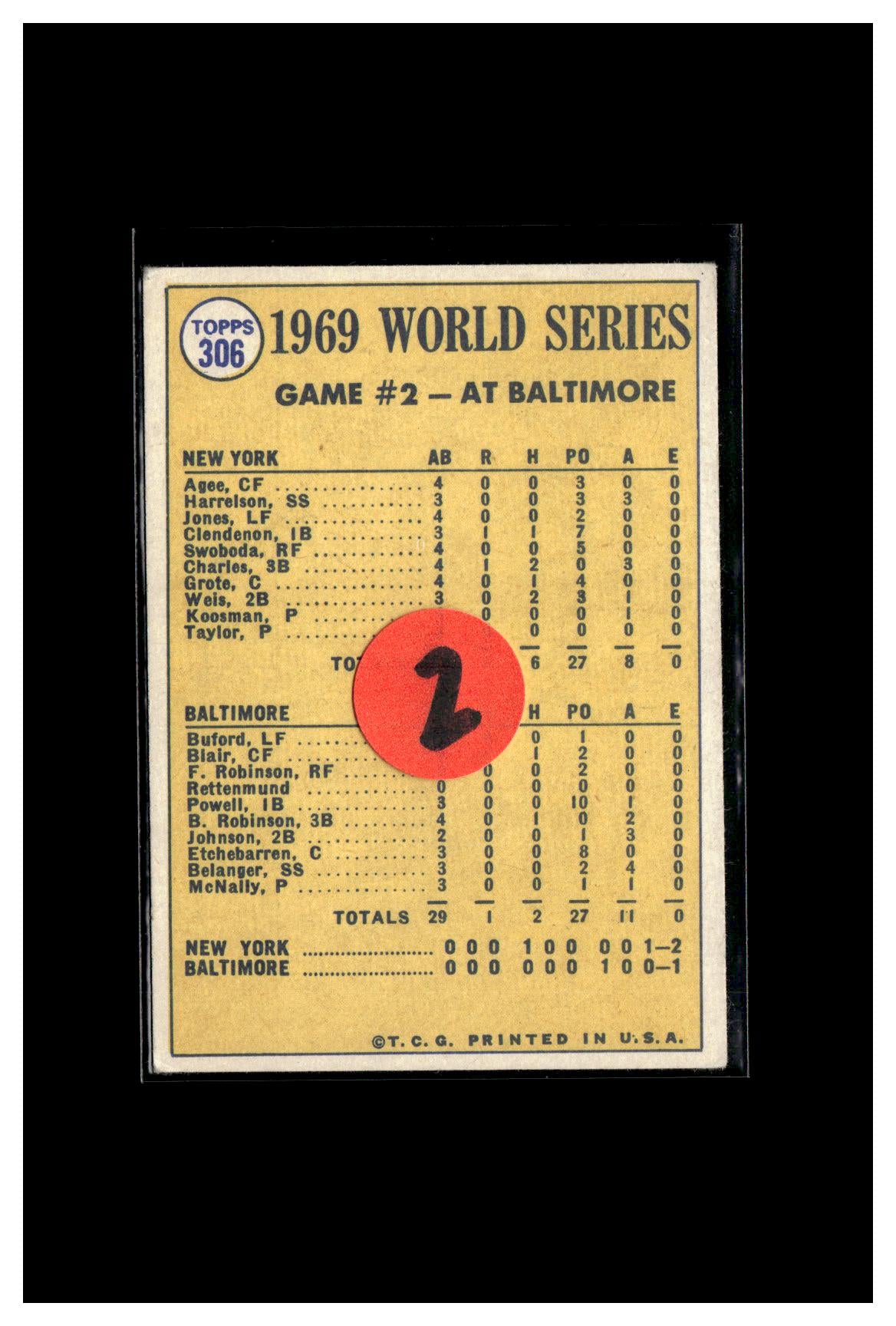 1970 Topps #306 World Series Game 2 - Clendenon's HR Breaks Ice! 2