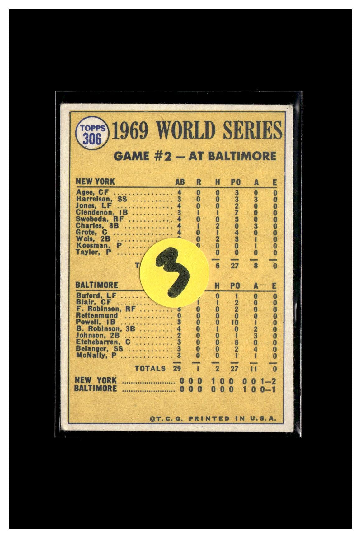 1970 Topps #306 World Series Game 2 - Clendenon's HR Breaks Ice! 3