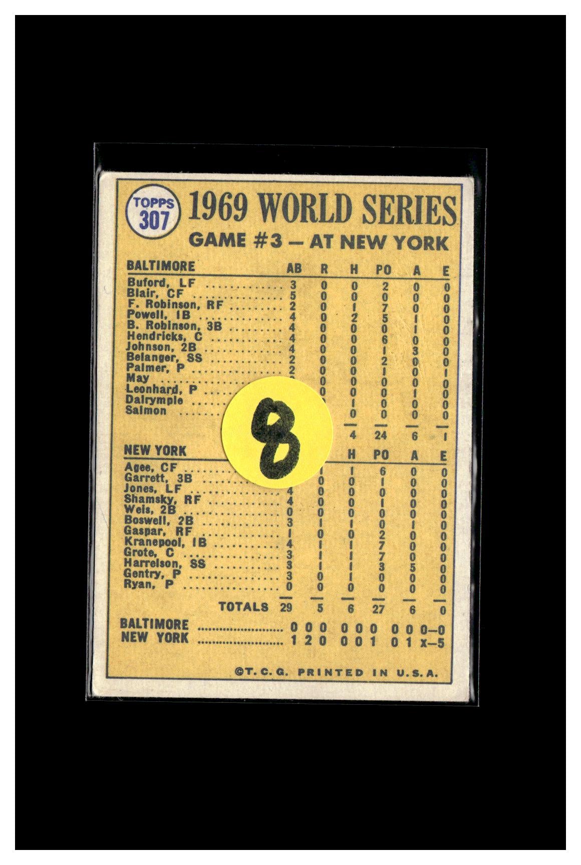 1970 Topps #307 World Series Game 3 - Agee's Catch Saves The Day! 8